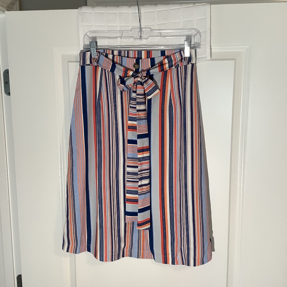 L Love Button Down Lined Skirt Blue/ Peach/Light Gray Size S